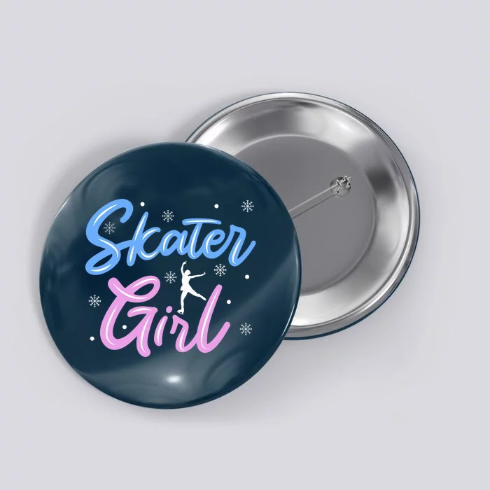 Skater Girl Ice Skating Button