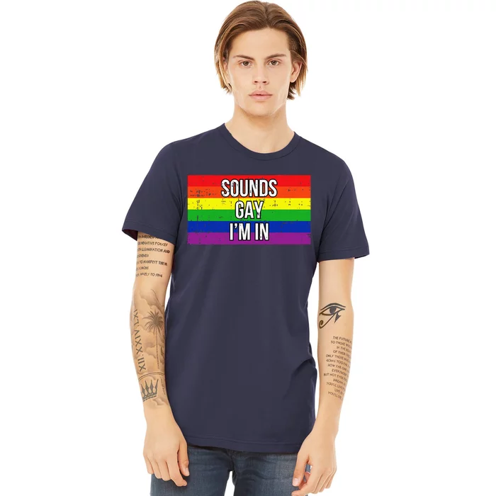 Sounds Gay Im In Pride Flag Pro Lgbtq Cool Lgbt Ally Gift Premium T-Shirt