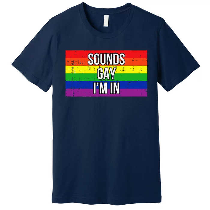 Sounds Gay Im In Pride Flag Pro Lgbtq Cool Lgbt Ally Gift Premium T-Shirt