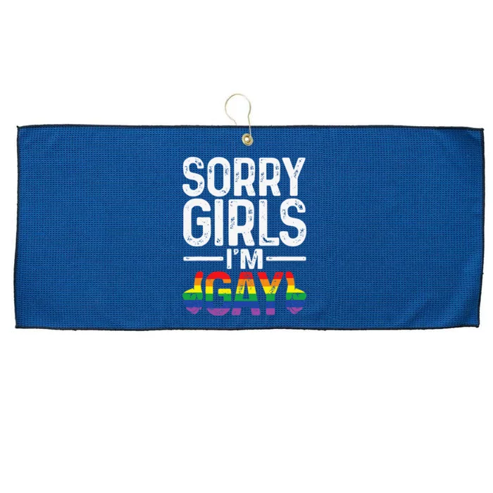 Sorry Girl Im Gay Rainbow Flag Funny Lgbt Pride Gift Large Microfiber Waffle Golf Towel