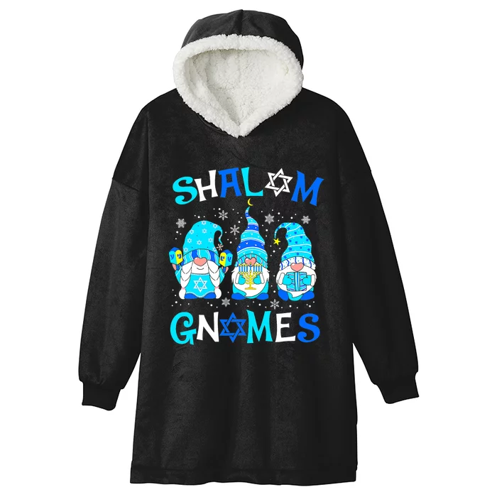 Shalom Gnome Jewish Hanukkah Chanukkah Gnomes Family Hooded Wearable Blanket