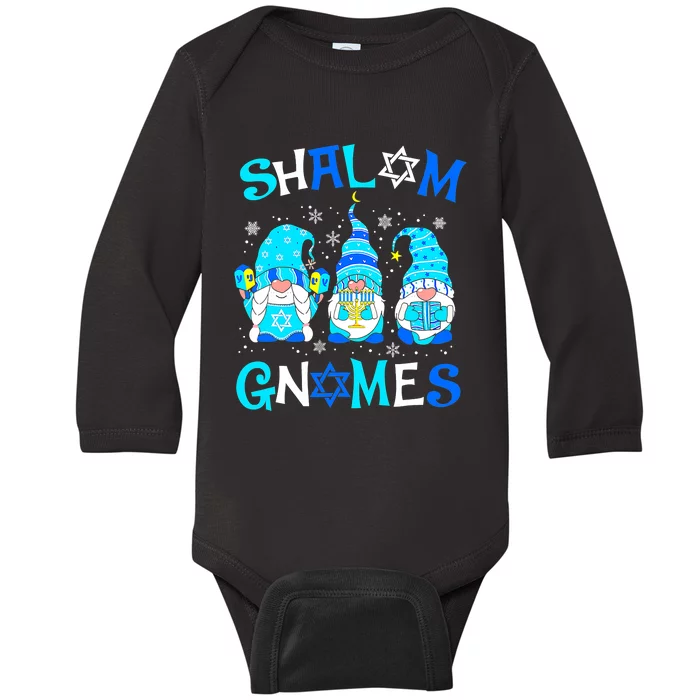 Shalom Gnome Jewish Hanukkah Chanukkah Gnomes Family Baby Long Sleeve Bodysuit