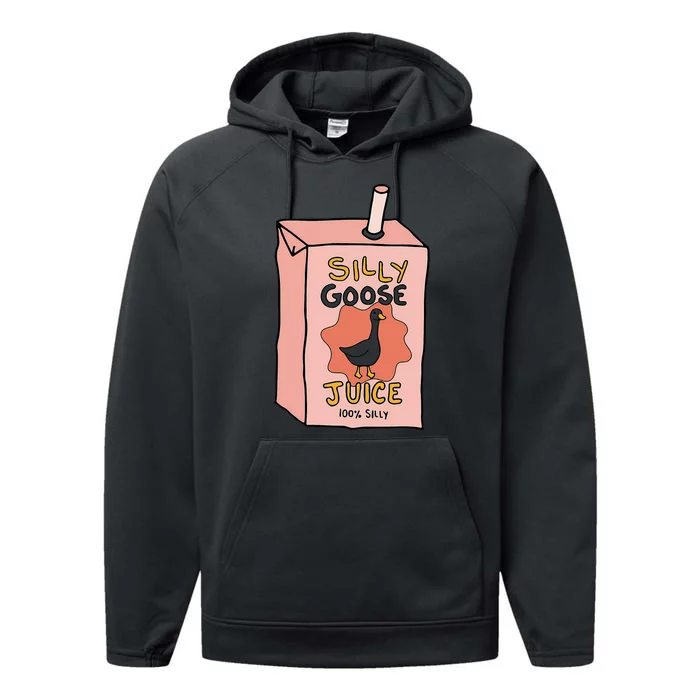 Silly Goose Juice Funny Goose Meme Bird Lover Sarcastic Performance Fleece Hoodie