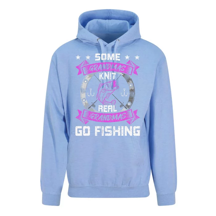 Some Grandmas Knit Real Grandmas Go Fishing Grandma Unisex Surf Hoodie