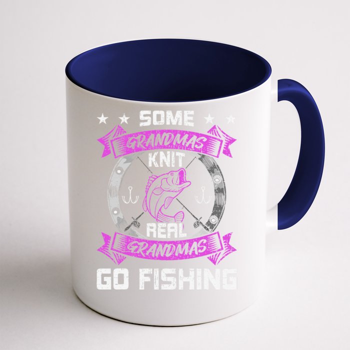 Some Grandmas Knit Real Grandmas Go Fishing Grandma Front & Back Coffee Mug