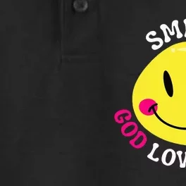 Smile God Loves You Happy Faith Love Jesus Christ VBS Cute Dry Zone Grid Performance Polo