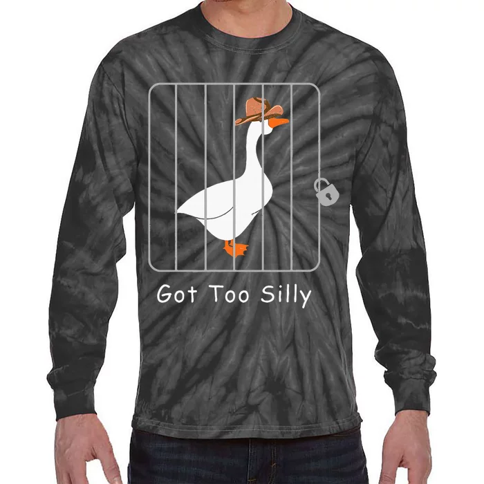 Silly Goose Lover Mugshot Meme Got Too Silly Tie-Dye Long Sleeve Shirt