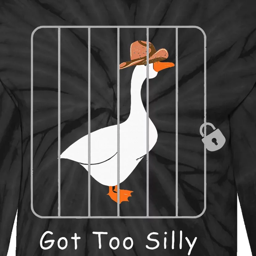 Silly Goose Lover Mugshot Meme Got Too Silly Tie-Dye Long Sleeve Shirt