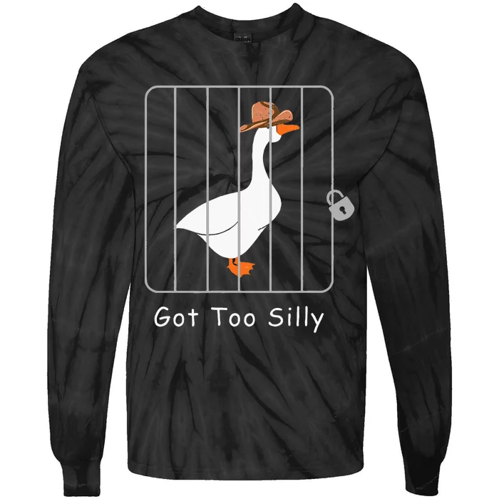 Silly Goose Lover Mugshot Meme Got Too Silly Tie-Dye Long Sleeve Shirt