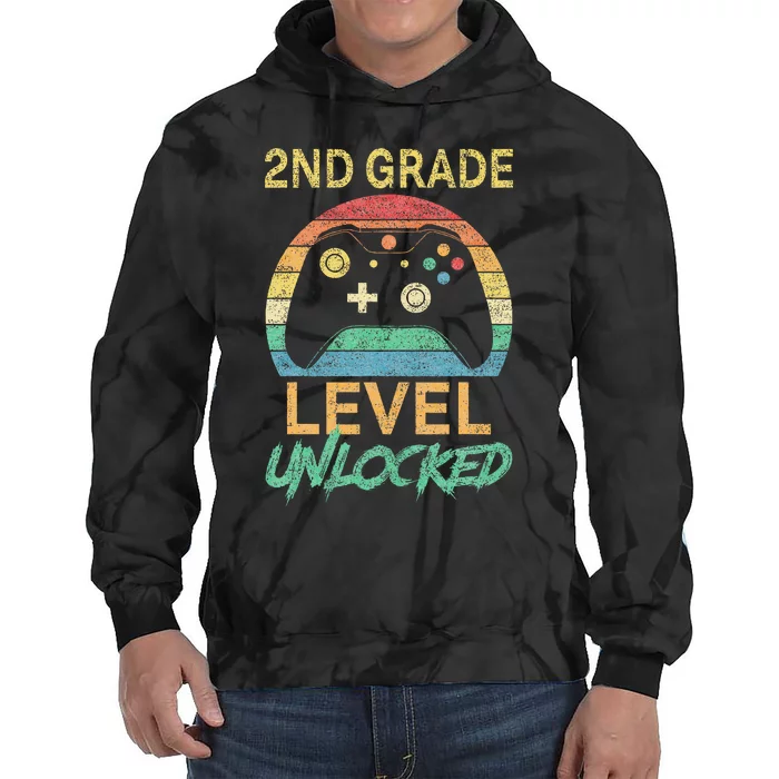 Second Grade Level Unlocked Gamer 1st Day Of School Tie Dye Hoodie