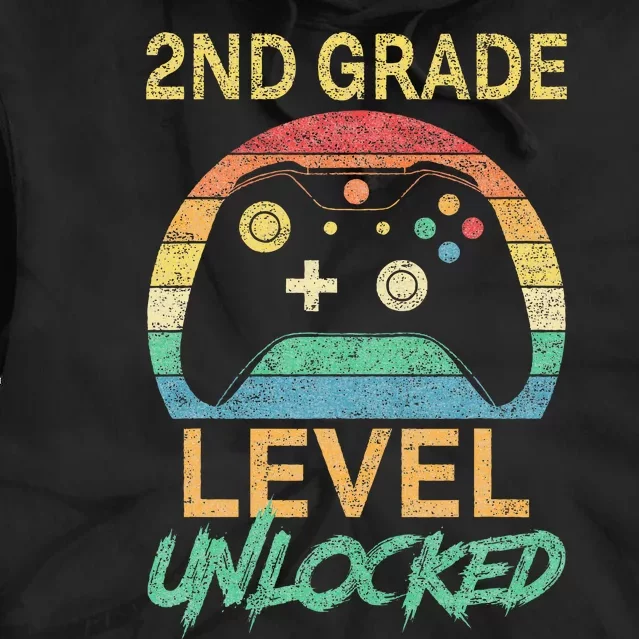 Second Grade Level Unlocked Gamer 1st Day Of School Tie Dye Hoodie