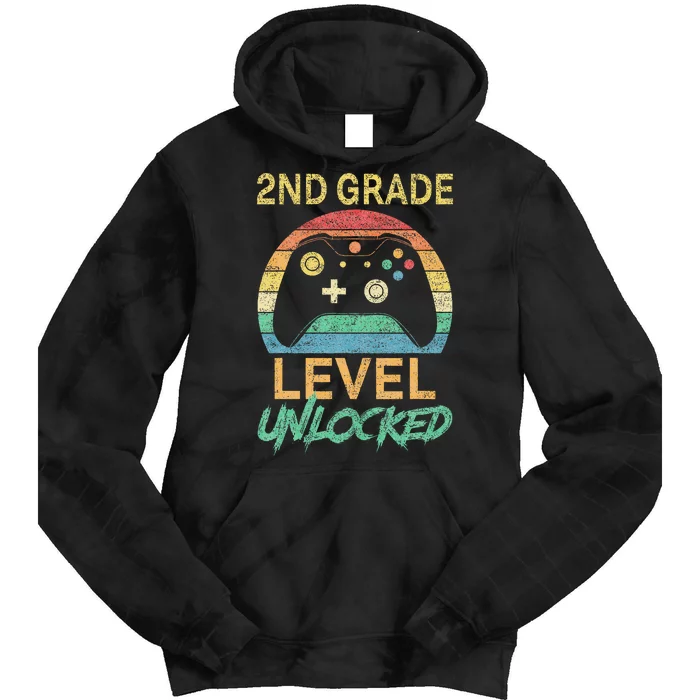 Second Grade Level Unlocked Gamer 1st Day Of School Tie Dye Hoodie