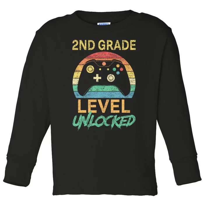 Second Grade Level Unlocked Gamer 1st Day Of School Toddler Long Sleeve Shirt