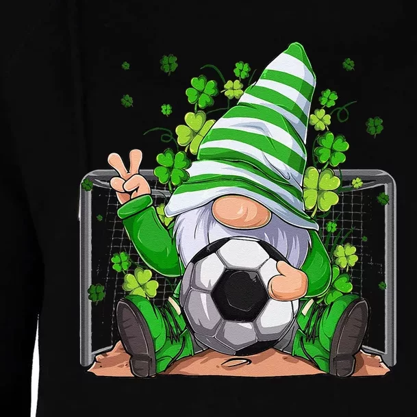 Soccer Gnome Lucky Shamrock Irish St Patrick's Day Womens Funnel Neck Pullover Hood