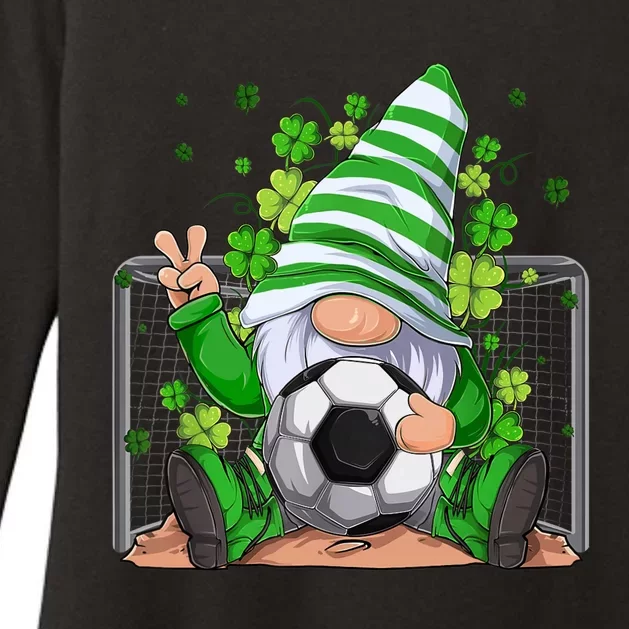 Soccer Gnome Lucky Shamrock Irish St Patrick's Day Womens CVC Long Sleeve Shirt