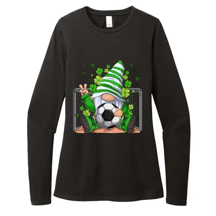 Soccer Gnome Lucky Shamrock Irish St Patrick's Day Womens CVC Long Sleeve Shirt