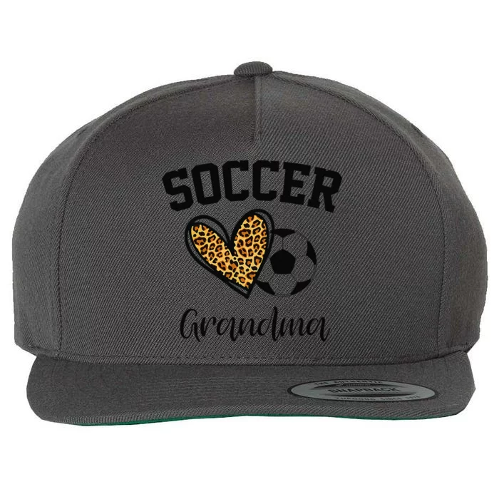 Soccer Grandma Leopard Heart Funny Mothers Day Wool Snapback Cap