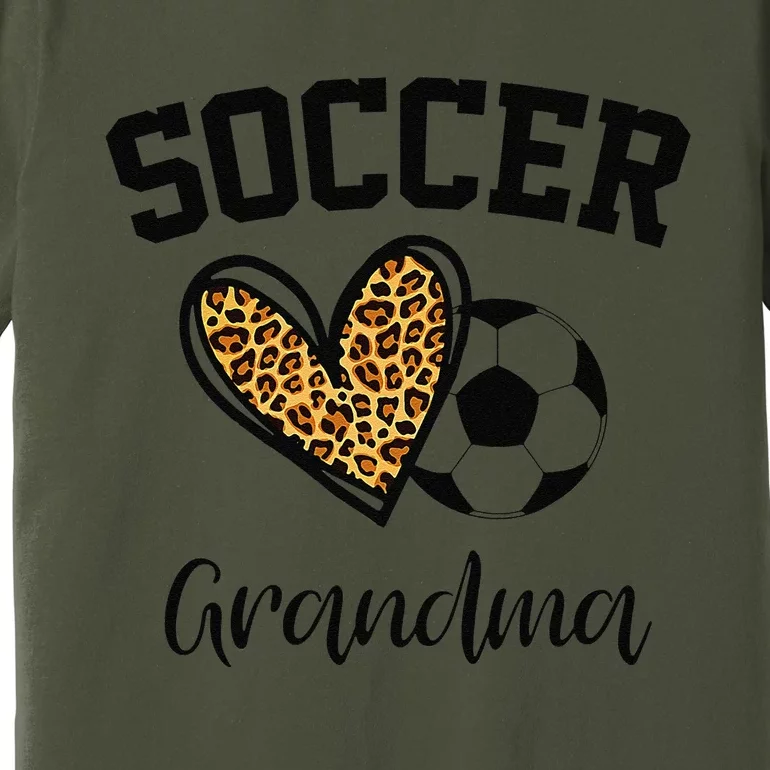 Soccer Grandma Leopard Heart Funny Mothers Day Premium T-Shirt