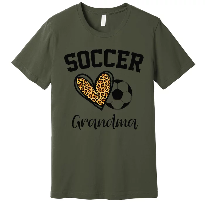 Soccer Grandma Leopard Heart Funny Mothers Day Premium T-Shirt