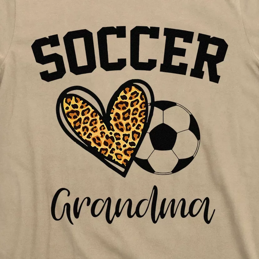 Soccer Grandma Leopard Heart Funny Mothers Day T-Shirt