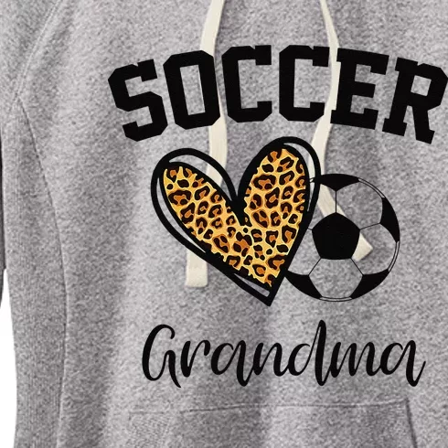 Soccer Grandma Leopard Heart Funny Mothers Day Women's Fleece Hoodie