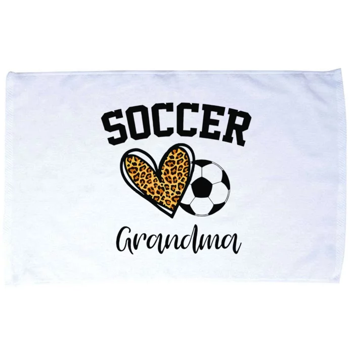 Soccer Grandma Leopard Heart Funny Mothers Day Microfiber Hand Towel