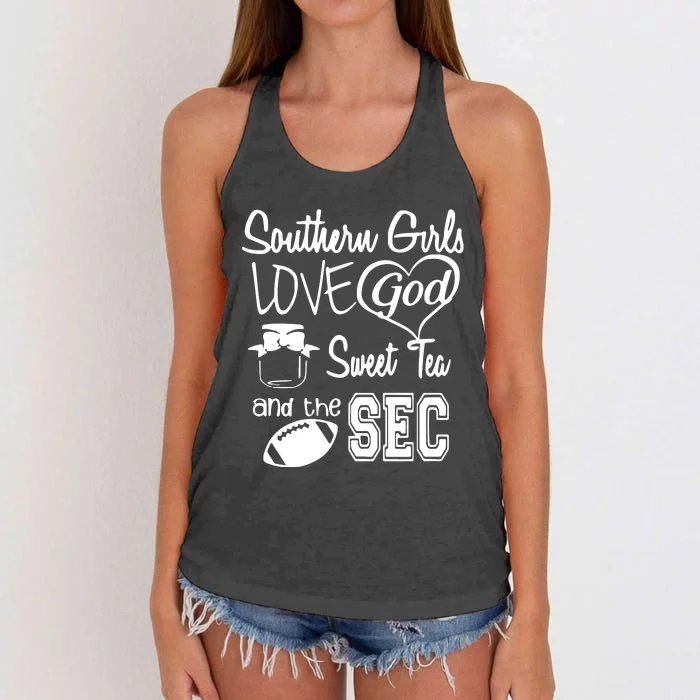 Southern Girl Love God Sweet Tea And Sec Women's Knotted Racerback Tank