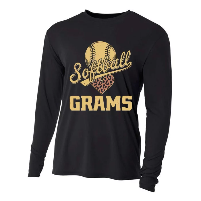 Softball Grams Leopard Heart Softball Ball Cooling Performance Long Sleeve Crew