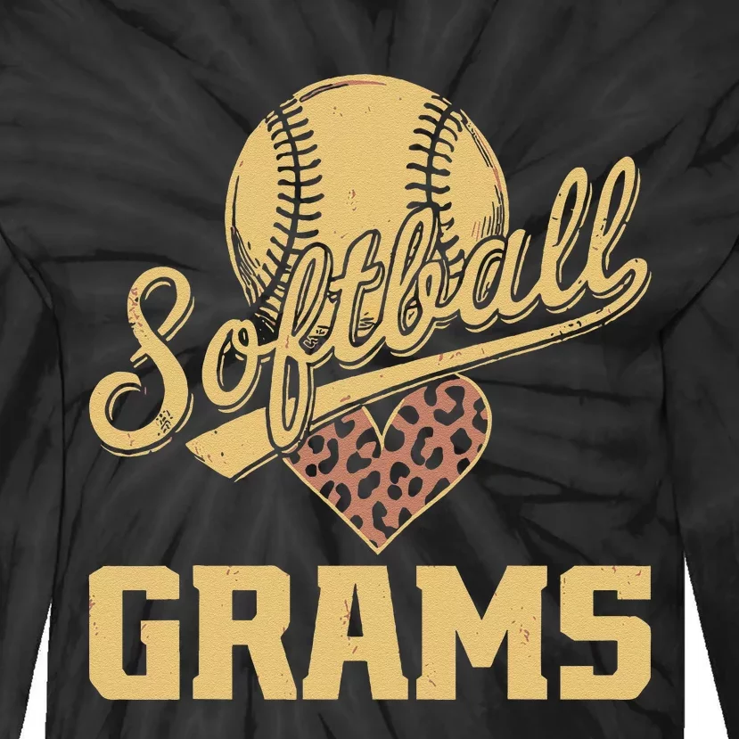 Softball Grams Leopard Heart Softball Ball Tie-Dye Long Sleeve Shirt