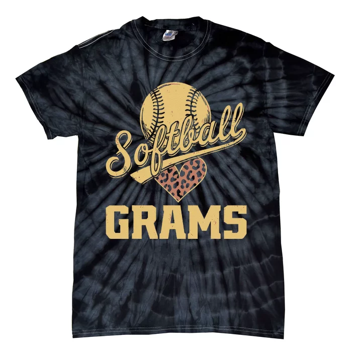 Softball Grams Leopard Heart Softball Ball Tie-Dye T-Shirt