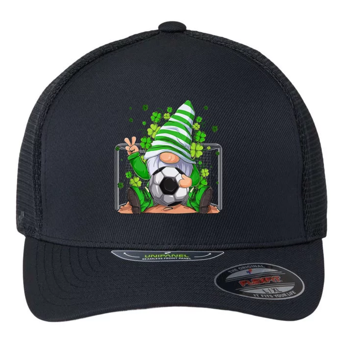 Soccer Gnome Lucky Shamrock Irish St Patrick's Day Flexfit Unipanel Trucker Cap