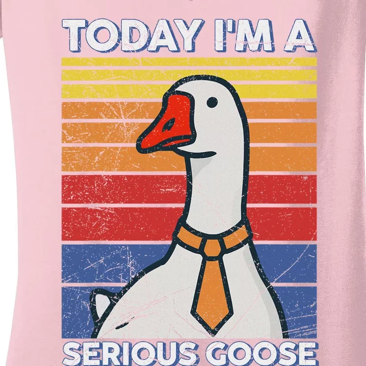 Serious Goose Lover Funny Goose Design Women's V-Neck T-Shirt