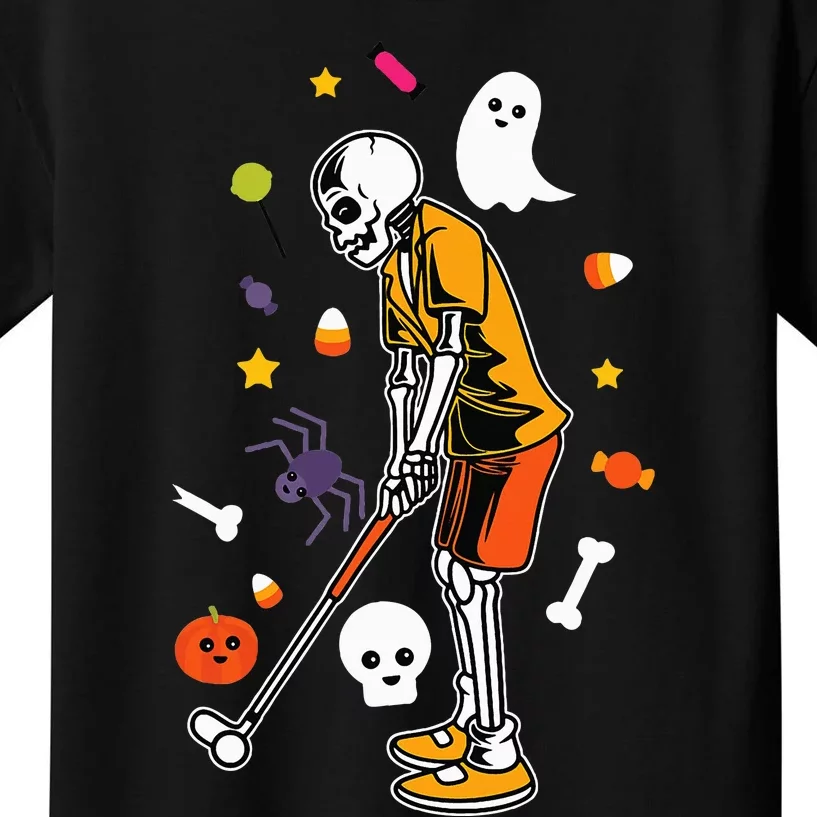 Skeleton Golfing Lazy DIY Halloween Costume Sport Kids T-Shirt