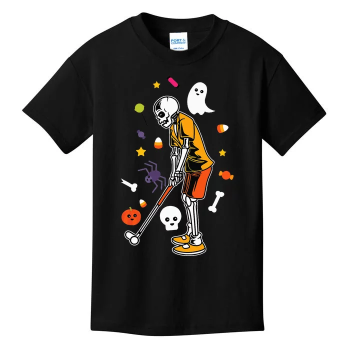 Skeleton Golfing Lazy DIY Halloween Costume Sport Kids T-Shirt