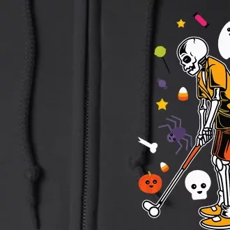 Skeleton Golfing Lazy DIY Halloween Costume Sport Full Zip Hoodie