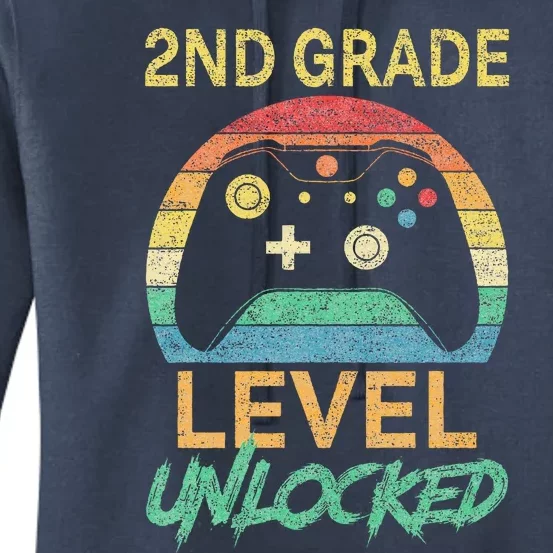 Second Grade Level Unlocked Gamer 1st Day Of School Women's Pullover Hoodie