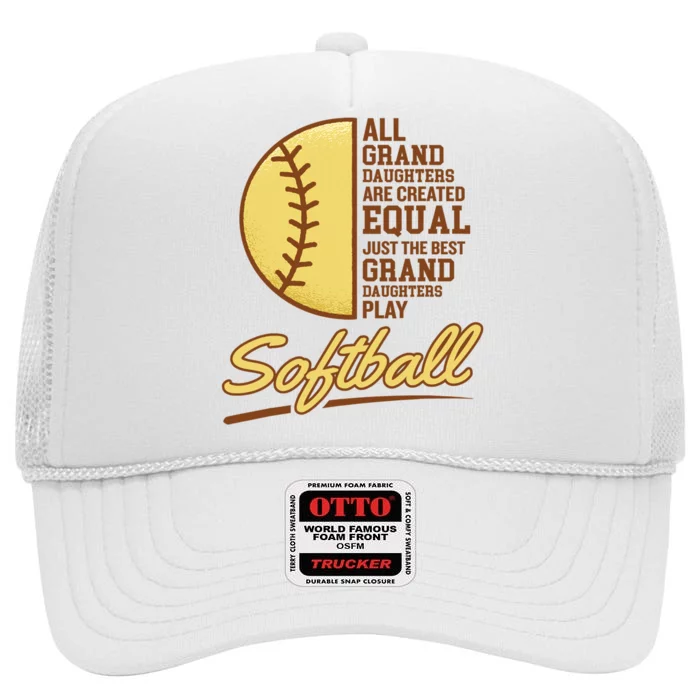 Softball Grandparent My Granddaughter Plays Softball For Granddaughter High Crown Mesh Trucker Hat