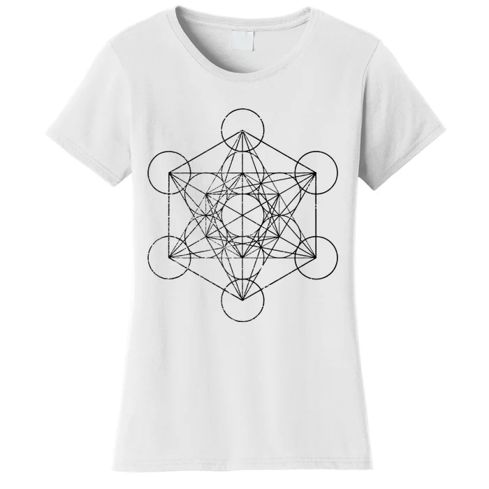 Sacred Geometry Metatrons Cube Psychedelic Vintage Yoga Goa Women's T-Shirt