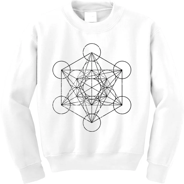 Sacred Geometry Metatrons Cube Psychedelic Vintage Yoga Goa Kids Sweatshirt