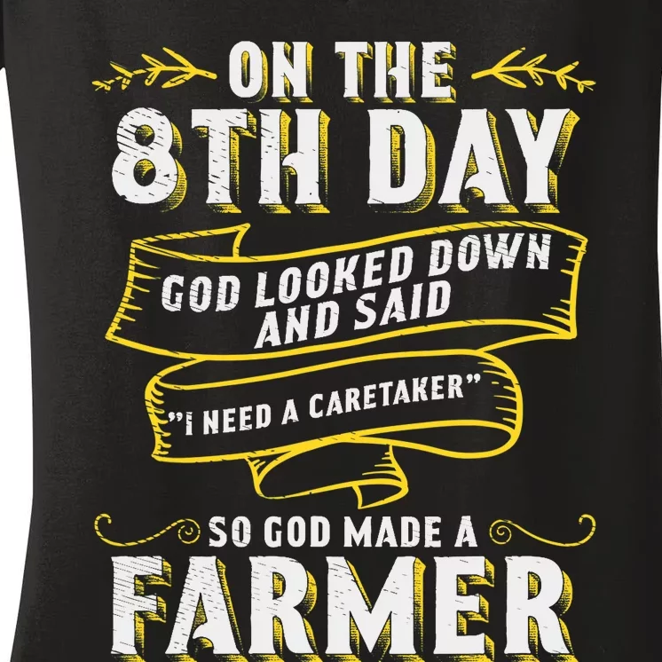 So God Made a Farmer Farming Agriculture Women's V-Neck T-Shirt