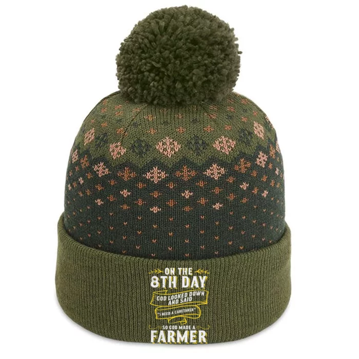 So God Made a Farmer Farming Agriculture The Baniff Cuffed Pom Beanie