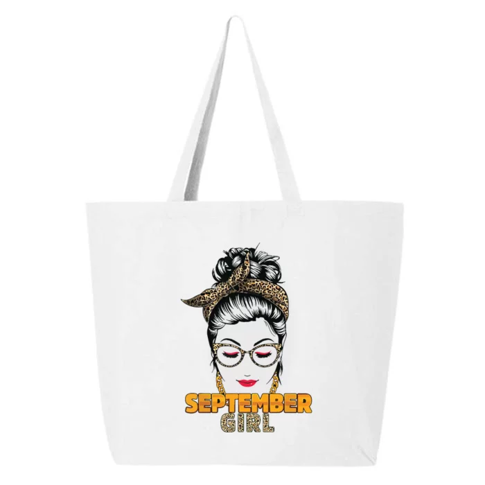 September Girl My Birthday Leopard Messy Bun 25L Jumbo Tote