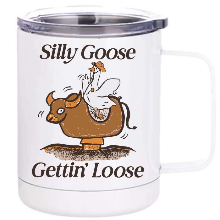 Silly Goose Mechanical Bull Gettin Loose Limited Front & Back 12oz Stainless Steel Tumbler Cup