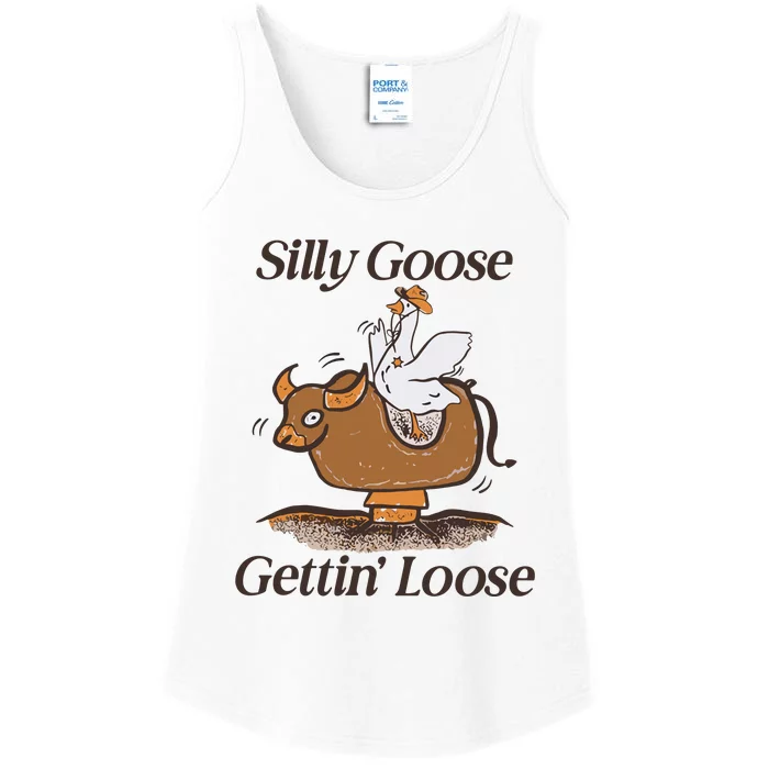 Silly Goose Mechanical Bull Gettin Loose Limited Ladies Essential Tank