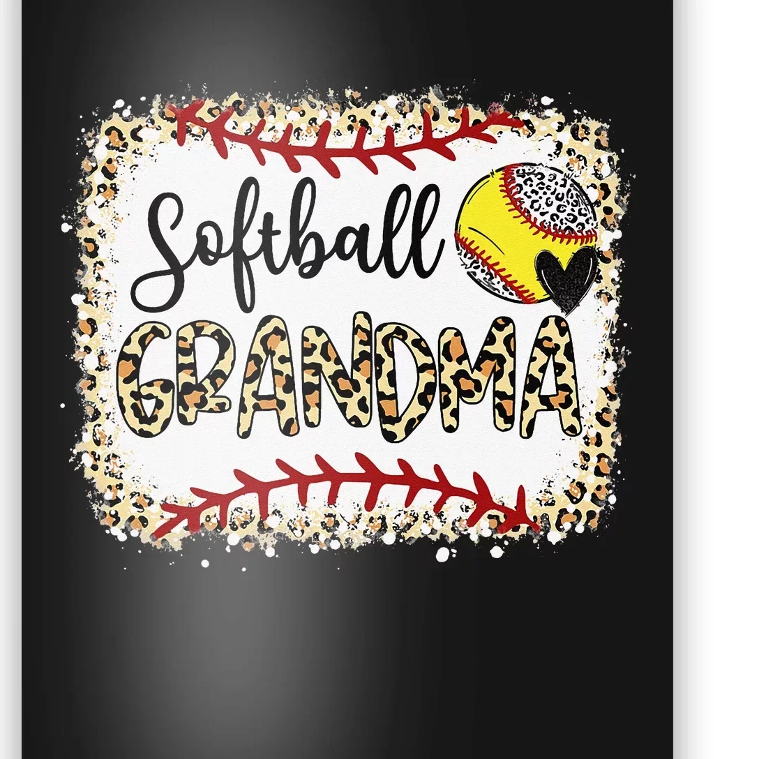 Softball Grandma Mother's Day Mama Mom Life Bleached Leopard Poster