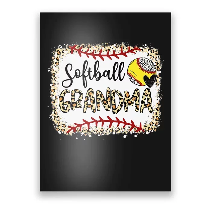 Softball Grandma Mother's Day Mama Mom Life Bleached Leopard Poster