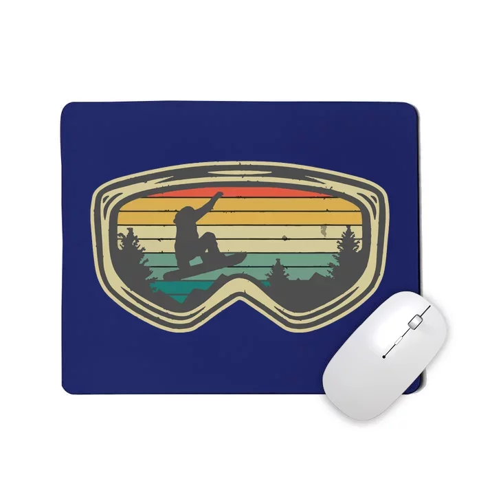 Snowboard Goggles Mountain Snowboarding Retro Vacation Gift Mousepad