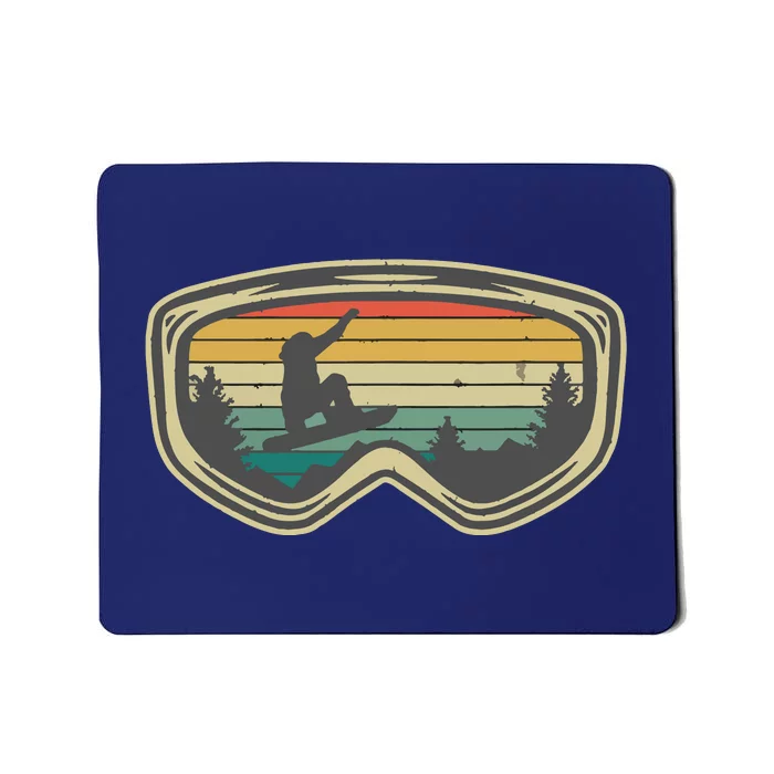 Snowboard Goggles Mountain Snowboarding Retro Vacation Gift Mousepad