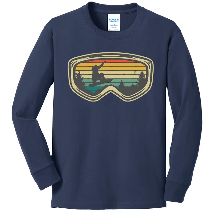 Snowboard Goggles Mountain Snowboarding Retro Vacation Gift Kids Long Sleeve Shirt