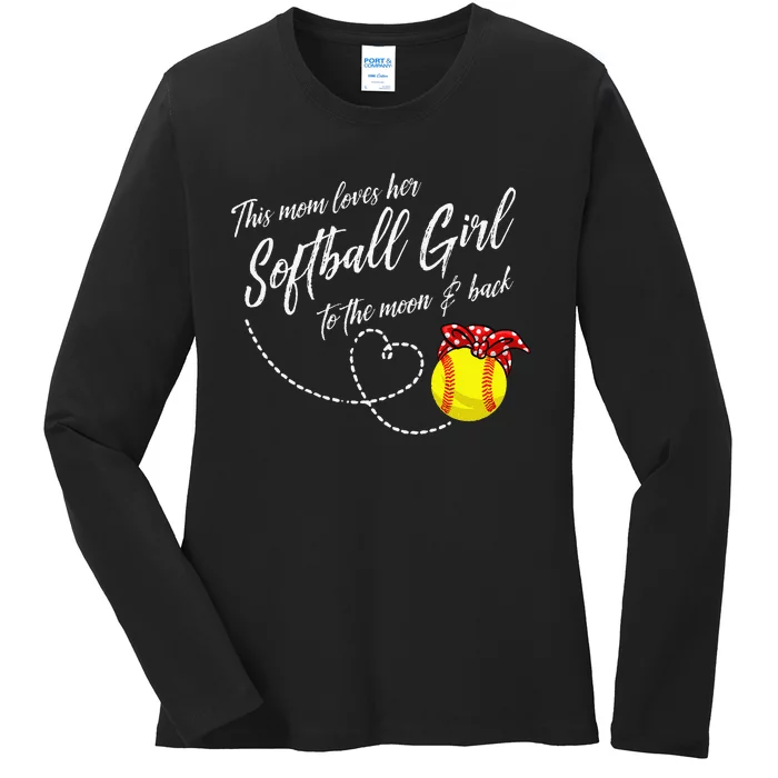 Softball Gift Mom  Pitcher Catcher Ladies Long Sleeve Shirt